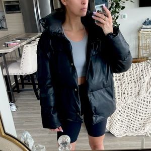 Bagatelle Faux Leather Puffer Jacket size S